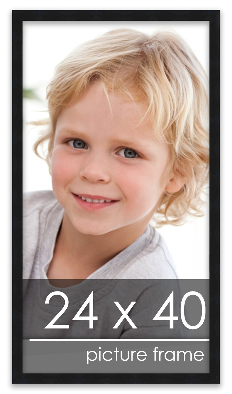 24x40 Modernist Black Picture Frame - UV Acrylic, Foam Board Backing, Hanging Hardware